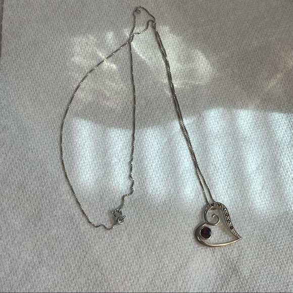 .925 Sterling Silver heart Necklace/Pendant - Picture 2 of 5